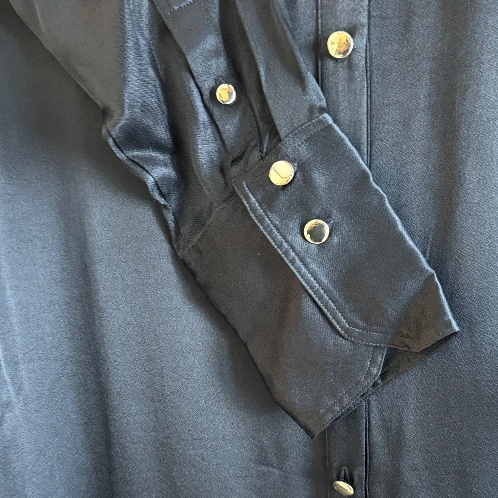J. Crew Black Maxi Dress with Gold Buttons - Picture 5 of 10